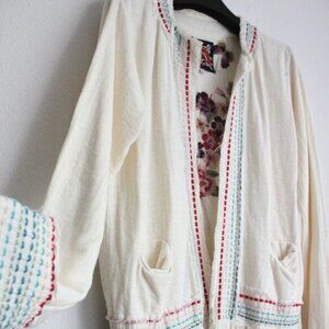 New Johnny Was Fringe Jacket, Cardigan, Cream, Size S